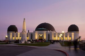 a view of Griffith Observatory at night