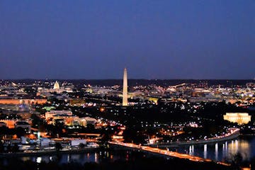 An over head view of the nation's capital at night