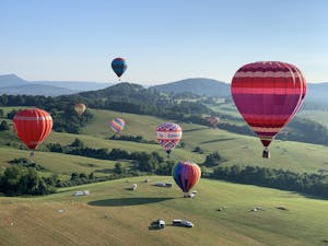 Balloons floating over the Southwest Virginia Countryside, Rockbridge Co.