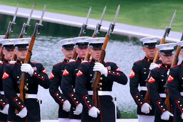 Marine Corps Precision Drill Team at the Lincoln Memorial