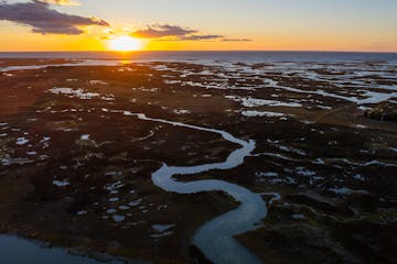 Drone image - a sunset over a body of water