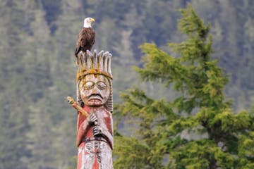 Eagle on top of totem. Photo by Rich Rijinders Photography