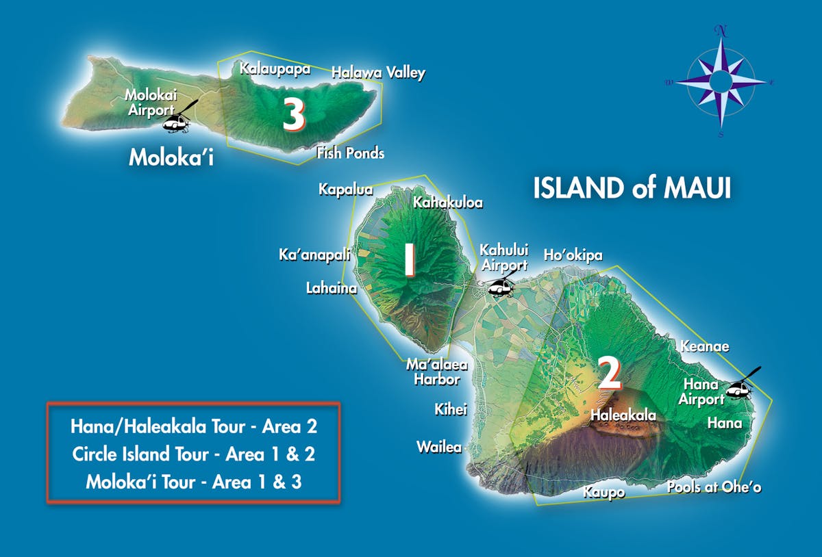 Maui flight route map