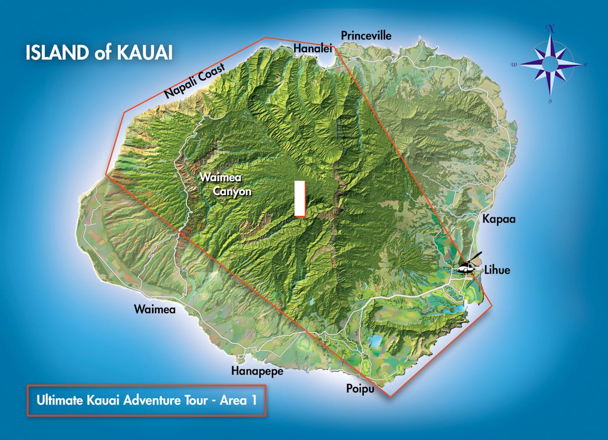flight route map of kauai
