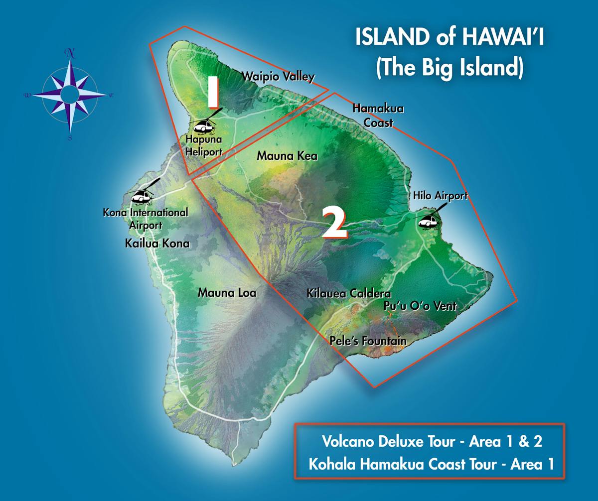 flight route map of big island