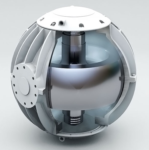 a cutaway view of a gyroscope inside a housing