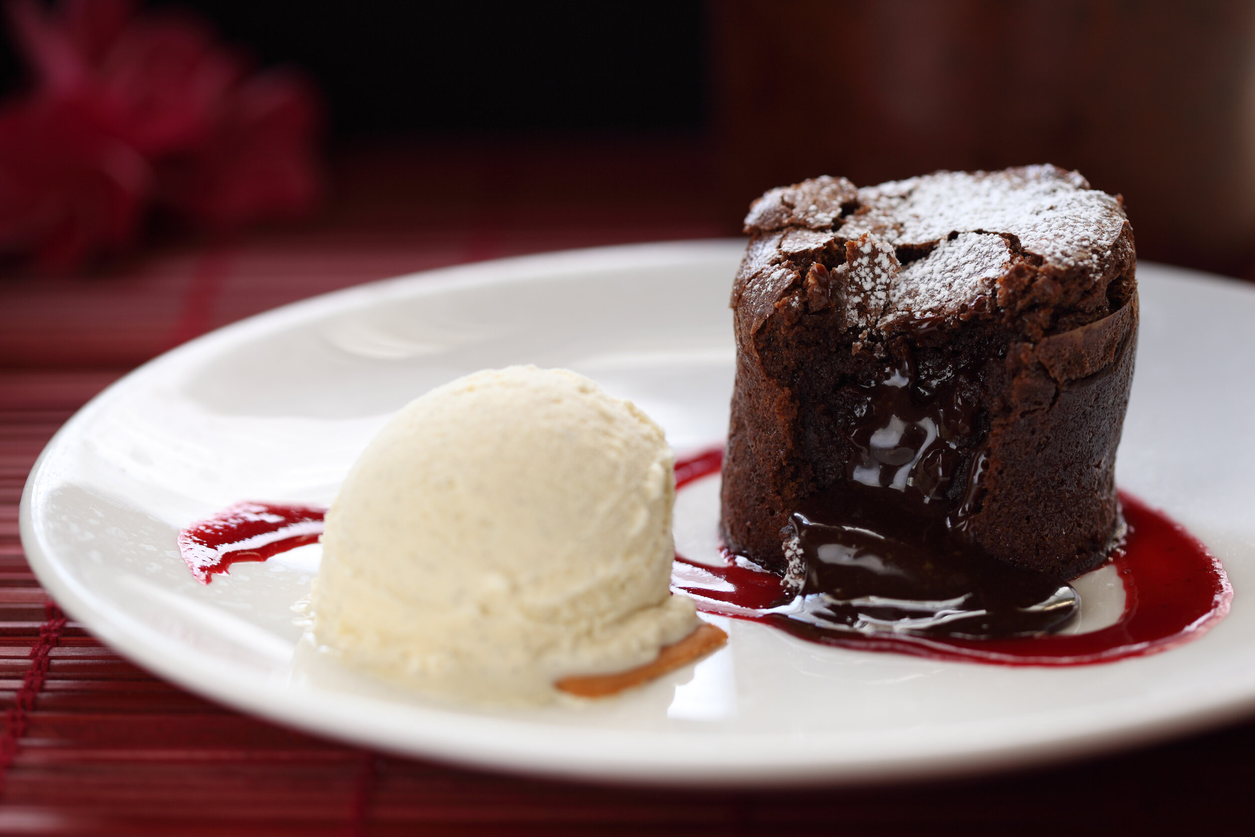 a piece of chocolate cake on a plate