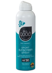 a close up of a sunscreen spray bottle