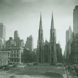 a vintage photo of st patrick's cathedral nyc