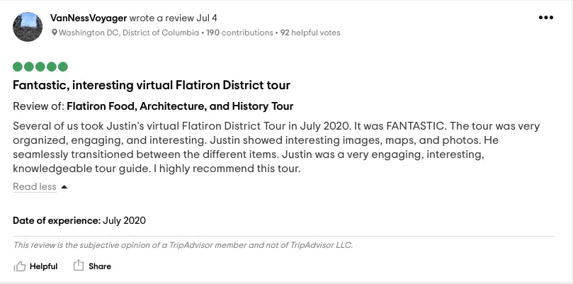 a screenshot of a tripadvisor review