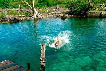 woman swimming at Holbox Island
