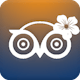 TripAdvisor logo with rounded edges and blue to orange gradient and flower