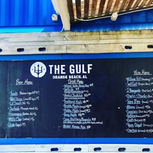 a chalkboard menu at The Gulf in Orange Beach Alabama 