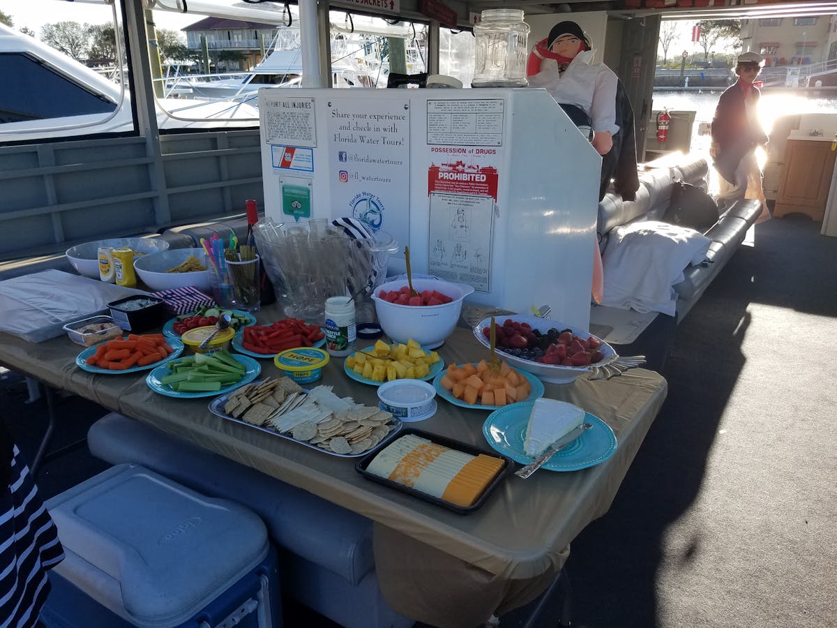 food platter on boat for private event