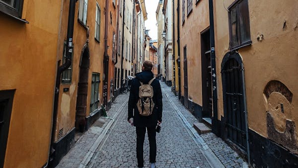 Stockholm Old Town street With Visitor