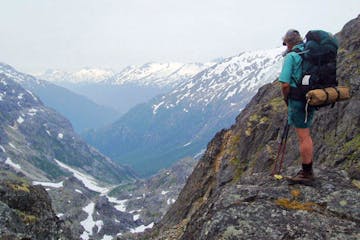 Hiker admiring valley