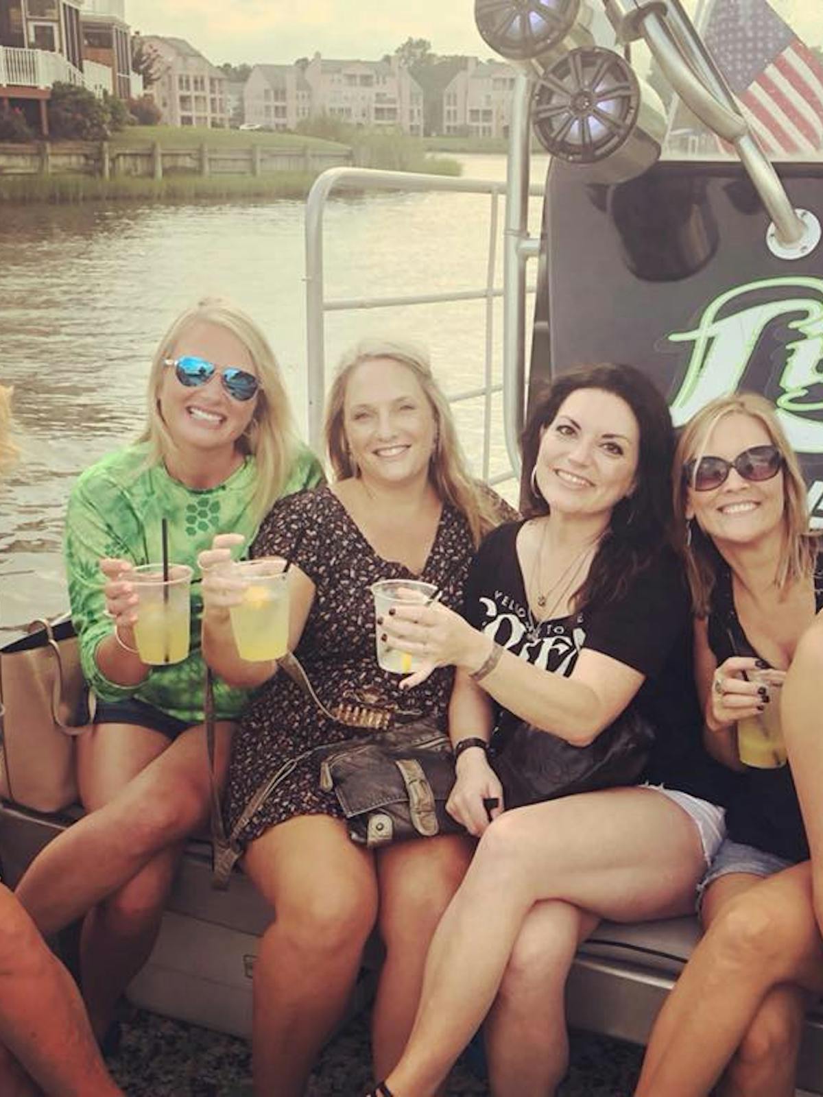 A group of women on a boat