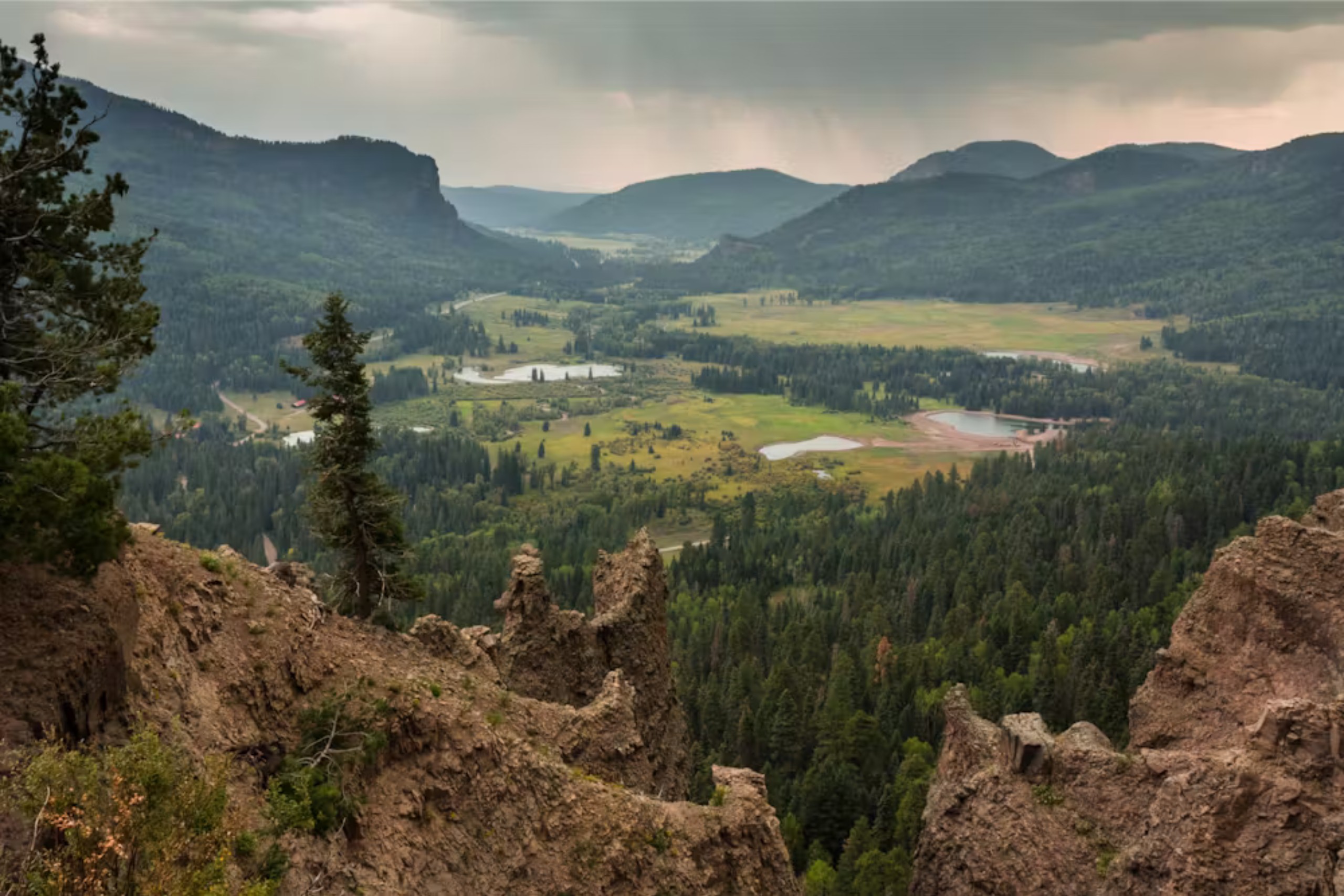 the green valley of wolf creek pass from above