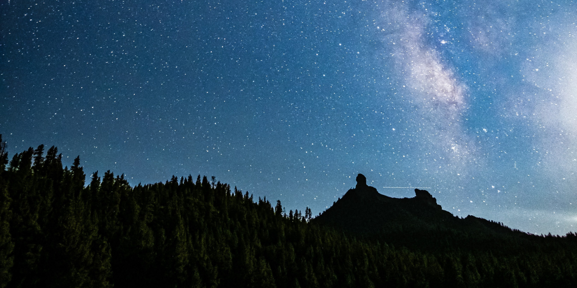 Chimney Rock national monument at night w