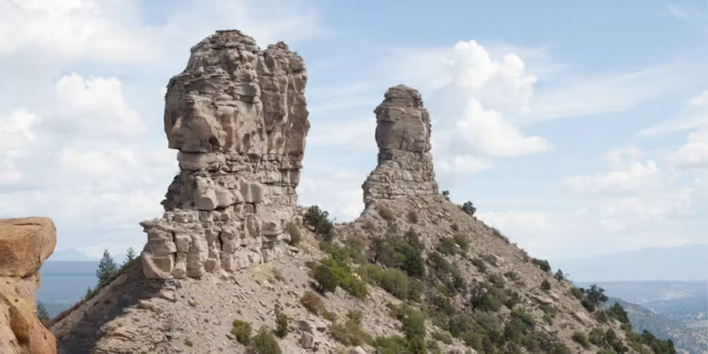 two rock formations at Chimney rock