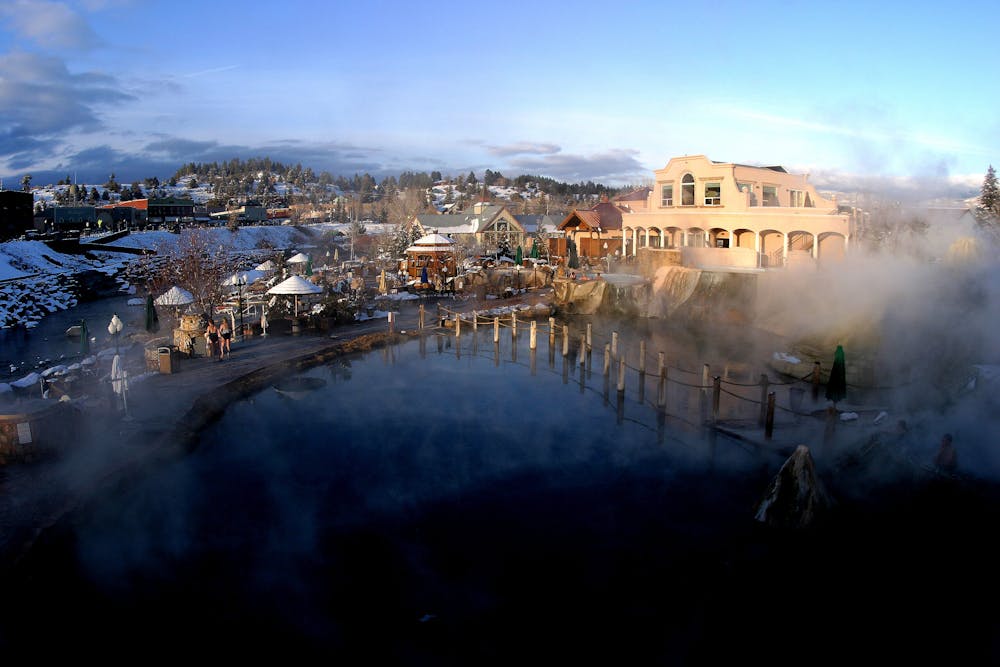 The steaming water of a hotspring in Pagosa Springs