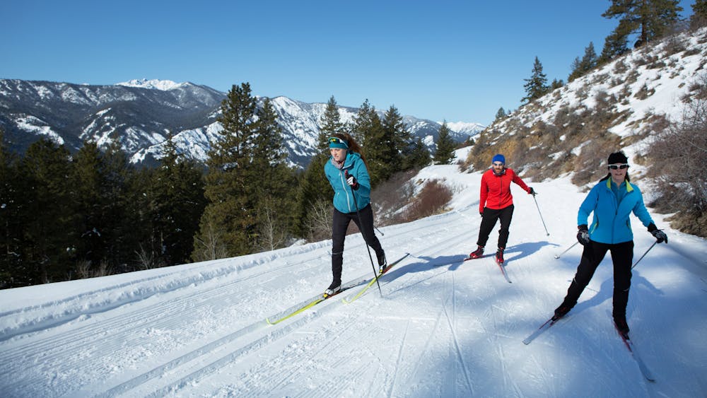 3 people cross country skiing near Pagosa Springs in the Winter