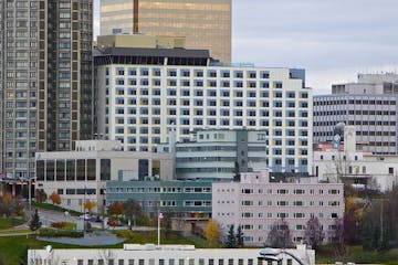 Anchorage buildings, colorful