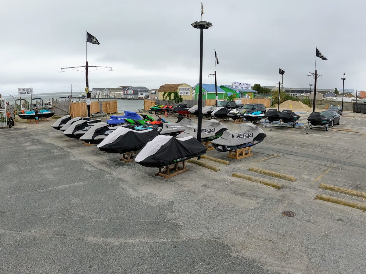 jetskis in a parking lot
