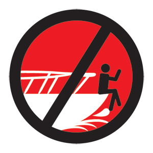 icon of person sitting illegally on the front of a boat
