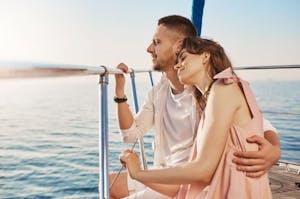 Couple on a romantic boat tour