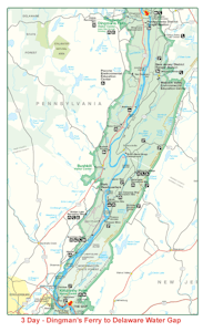 Digman's Ferry to Delaware Water Gap Map