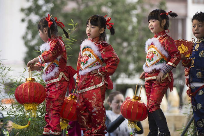 Chinese girls wearing traditional costume