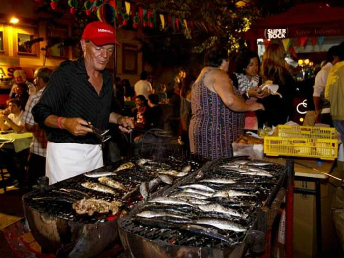 Man frying fish