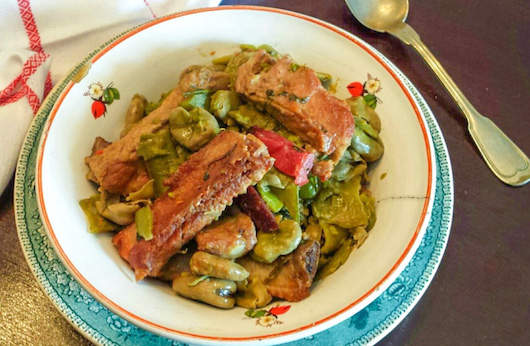 Portuguese dish: fava beans with pork ribs