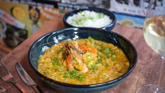 a bowl of food on a table