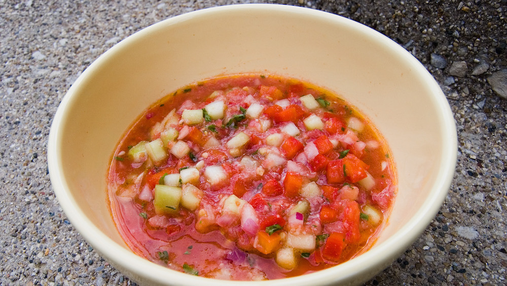 a close up of a bowl of soup