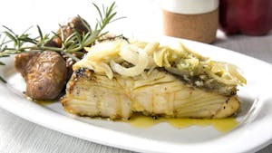 Portuguese grilled cod with olive oil