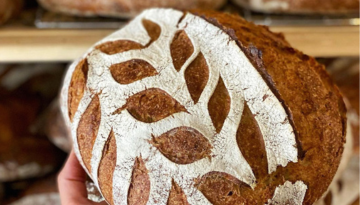 a close up of a slice of bread