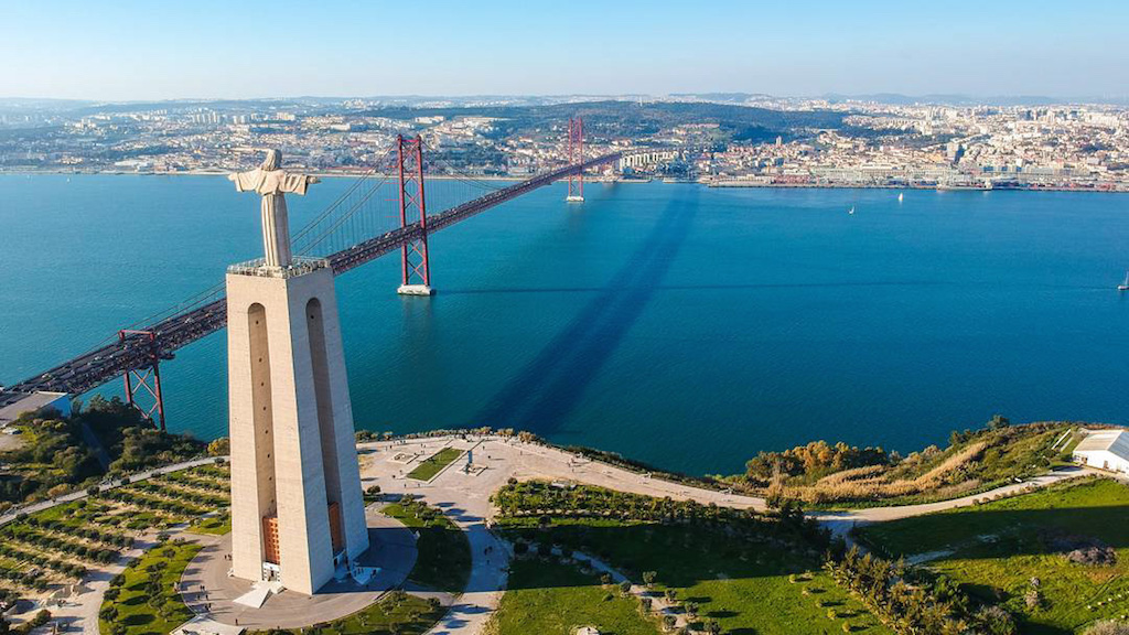 a view of a large body of water with a city in the background