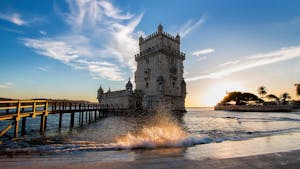 Belém Tower and Tagus river at sunset
