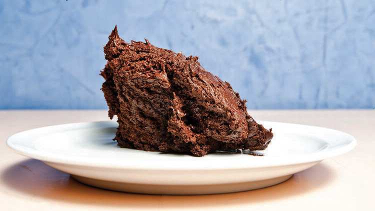 a piece of chocolate cake on a plate