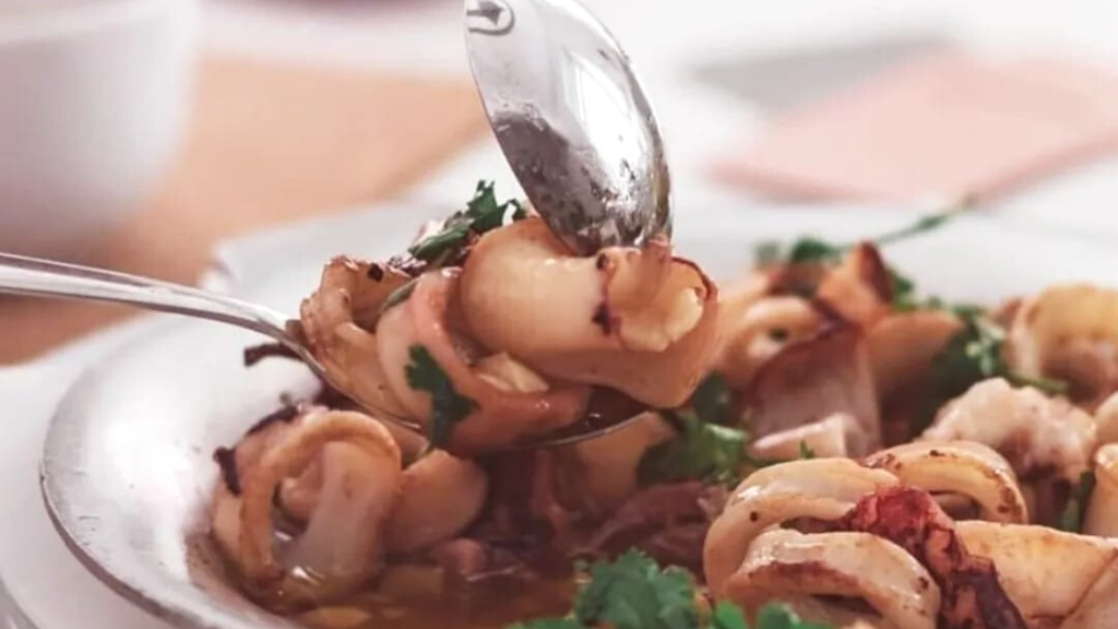 a plate of food with a fork