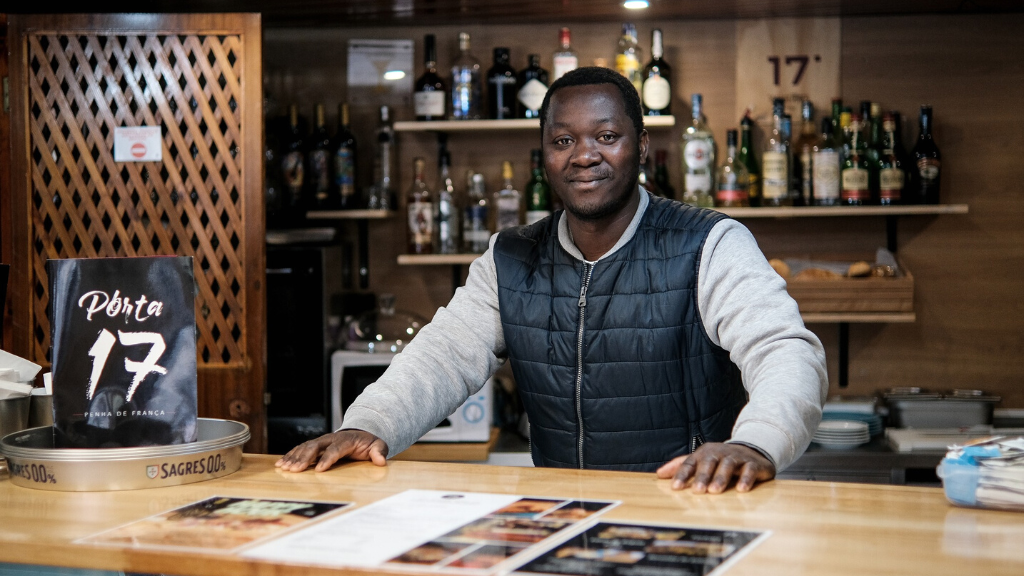 a person sitting at a table