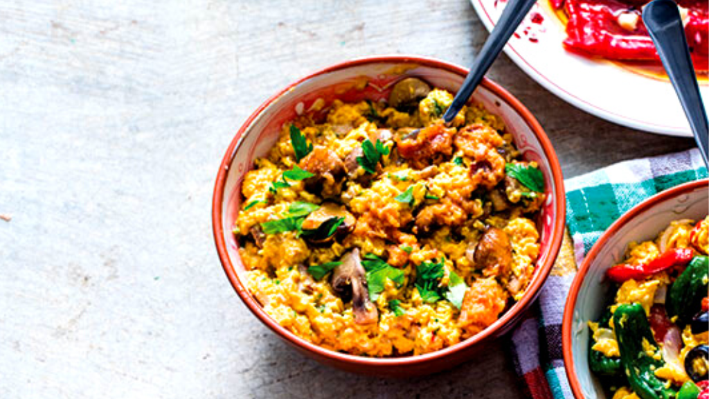 a bowl of food on a table