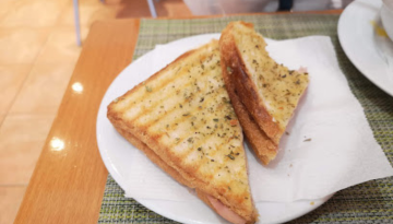 a piece of bread on a plate