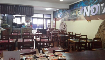 a room filled with furniture and a table in a restaurant