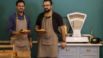 a person standing in a kitchen