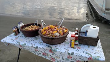 Beachside cookout spread
