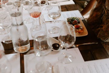 a table with wine glasses