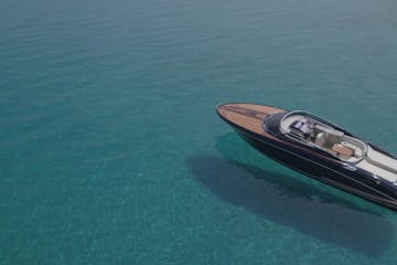 Blue luxury yacht in Greece